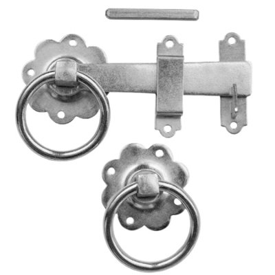Keypak Zinc Smooth Ring Gate Garden Door Latch 152mm (6 inch), for Wooden Gates & Shed Door, Includes Screws