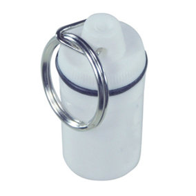 Keyring Personal Pill Storage Compartment - White Plastic - Screw on Lid