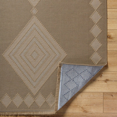 KEYURI Cottage Tan/Light Beige Machine Washable Jute Area Rug 118 x 170 cm