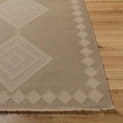 KEYURI Cottage Tan/Light Beige Machine Washable Jute Area Rug 118 x 170 cm