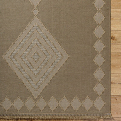KEYURI Cottage Tan/Light Beige Machine Washable Jute Area Rug 118 x 170 cm