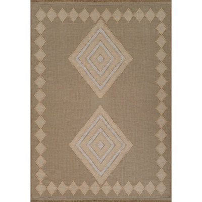 KEYURI Cottage Tan/Light Beige Machine Washable Jute Area Rug 158 x 213 cm
