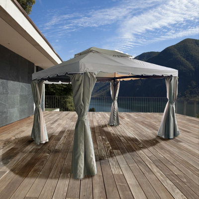 Khaki Gazebo with Nets Aluminium Frame and Powder coated Steel Roof,3x4x2.75m