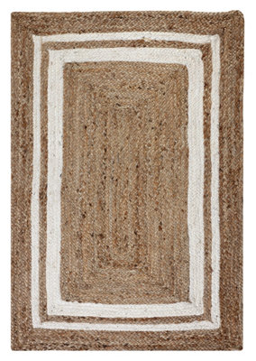 KHIDAKEE  Rectangular Border Natural Rug Hand Woven Jute / 75 cm x 120 cm