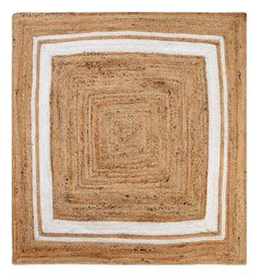 KHIDAKEE Square Border Natural Rug Hand Woven Jute / 180 cm x 180 cm