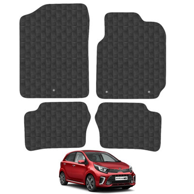 Kia Picanto 2017-Onwards Car Floor Mats Rubber Tailored Fit 4pcs Set Heavy-Duty