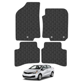 Kia Rio 2011-2017 Car Floor Mats Rubber Tailored Fit 4pcs Set Heavy-Duty Black