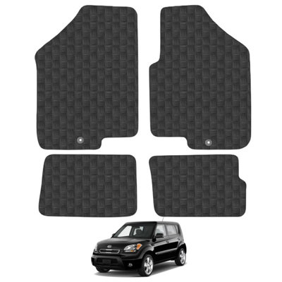 Kia Soul 2008-2011 Car Floor Mats Rubber Tailored Fit 4pcs Set Heavy-Duty Black