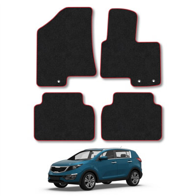 RMSone Tailored Black Car Mats With Red Trim For Vauxhall Zafira Tourer 2012+ – Front, Rear, 1-Year Warranty