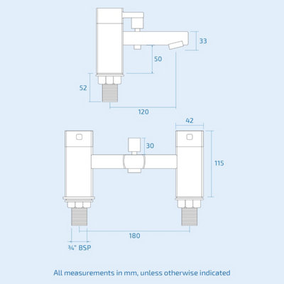 Kia Square Basin Mono And Bath Shower Mixer Tap with Waste - 8
