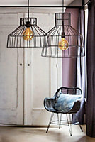 Kiana Ceiling Cage Style Light Hanging Lamp, Brown