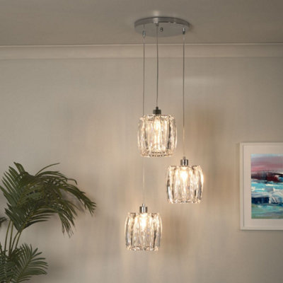 Kiara 3 Light Silver Pendant Ceiling Light
