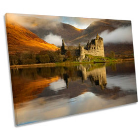 Kichurn Castle Sunrise Scotland Highlands CANVAS WALL ART Print Picture (H)30cm x (W)46cm