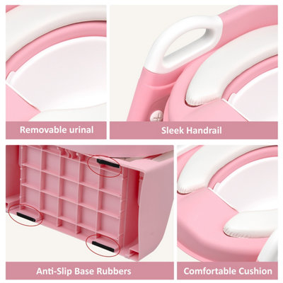Diaper Champ Potty 3 In 1 Rosa - Vasino, Riduttore WC E Sgabello - Fino A 23 Kg - 3