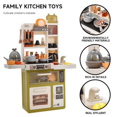 Kid Toy Toddler Play Set,Play Kitchen Set With 63PCS Kitchen Accessories
