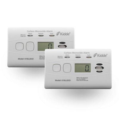 Kidde 10LLDCO Twin Pack - 10 Year lithium Battery Digital Carbon Monoxide Alarm