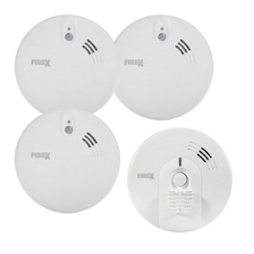 Kidde KF-R Series - 3 Smoke 1 Heat Kit - Hard Wire Interlink Mains Powered Alarms with Lithium Back-up