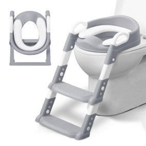 KIDOOLA Grey Adjustable Potty Ladder Seat for Toilet Training with Steps