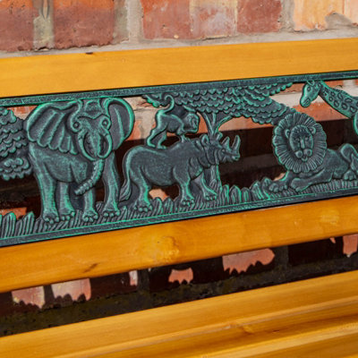 Kids 2 Seater Wooden & Cast Iron Garden Patio Childrens Bench with Animal Design - 8
