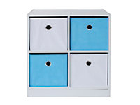 Kids 4 Cube Storage Unit with Blue & White Inserts
