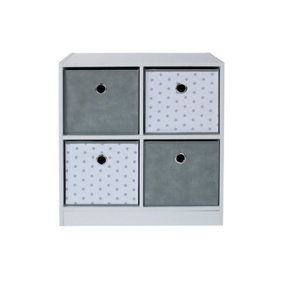 Kids 4 Cube Storage Unit with Grey & Star Print Cube Inserts