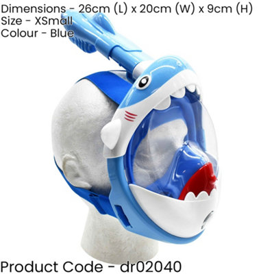 Kids ANTI FOG Full Face Swimming Mask BLUE Shark Adjustable Pool Snorkel