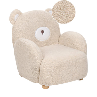 Kids Armchair Bear Faux Fur Beige BOO