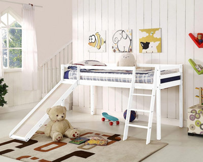 Kids Bed with Slide Mid Sleeper Bed Pine Wooden Kids Bed Mid Sleeper Kids Bunkbed White Kids Bed With Slide