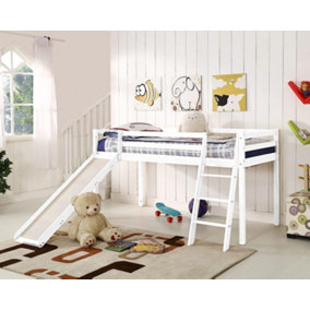 Kids Bed with Slide Mid Sleeper Bed Pine Wooden Kids Bed Mid Sleeper Kids Bunkbed White Kids Bed With Slide