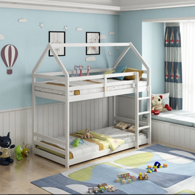 Kids Bunkbed, Children Bunkbed, House Bunkbed, House bed, White House Bunkbed Children Bedroom Furniture