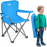 Kids Camping Chair Lightweight Folding Outdoor Childrens Seat With Rucksack Trail - Blue