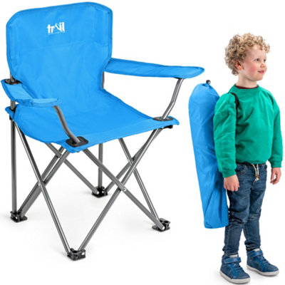 Kids Camping Chair Lightweight Folding Outdoor Childrens Seat With Rucksack Trail - Blue