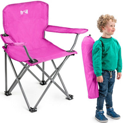 Kids Camping Chair Lightweight Folding Outdoor Childrens Seat With Rucksack Trail - Pink | DIY ...