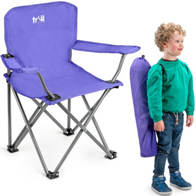 Kids Camping Chair Lightweight Folding Outdoor Childrens Seat With Rucksack Trail - Purple