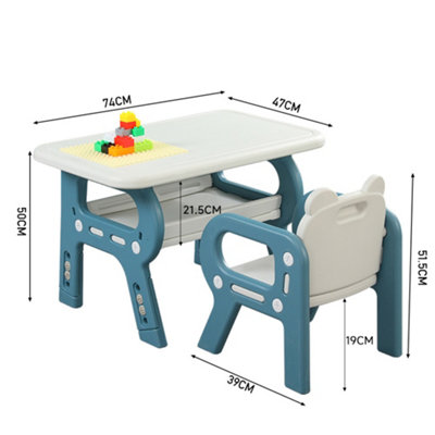 Kids Children Toddler Table and Chair Set Desk and Chair Set Height Adjustable