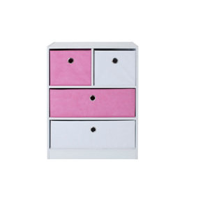 Kids Cube Storage Unit with Cubes & Long Drawers in Pink