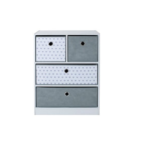 Kids Cube Storage Unit with Heart Print Cubes & Long Drawers