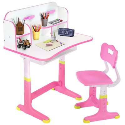 Kids Desk and Chair Set Height Adjustable Student Study Table and Chair ...