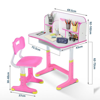 Kids Desk and Chair Set Height Adjustable Student Study Table and Chair ...