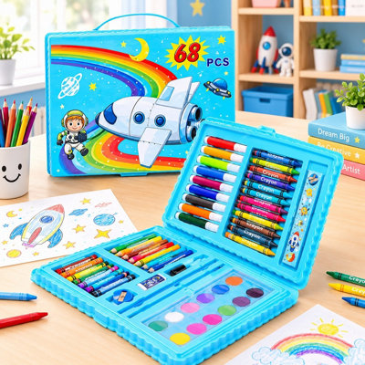 Kids Drawing and Colouring Set 68 Pieces, Complete Art Kit with ...