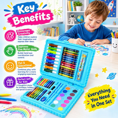 Kids Drawing and Colouring Set 68 Pieces, Complete Art Kit with ...