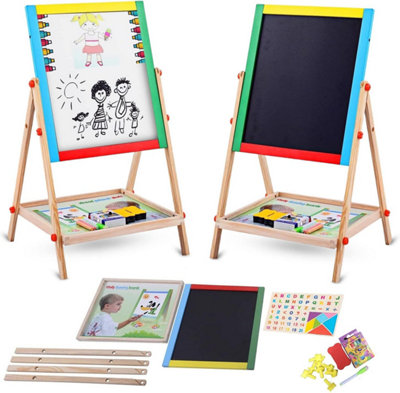 Kids Easel Double Sided with Magnetic Whiteboard & Chalk Board for Kids ...