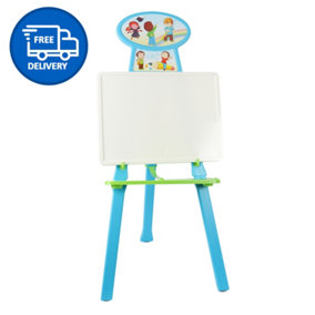 Kids Easel Whiteboard Drawing Board by Laeto Professor Brush (Blue) - INCLUDES FREE DELIVERY