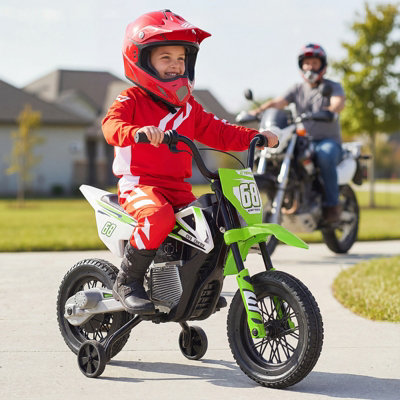 Kids Electric Dirt Bike with Twist Throttle Grip-Green
