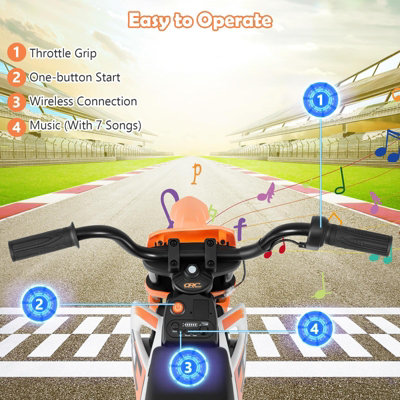Kids Electric Dirt Bike with Twist Throttle Grip-Orange