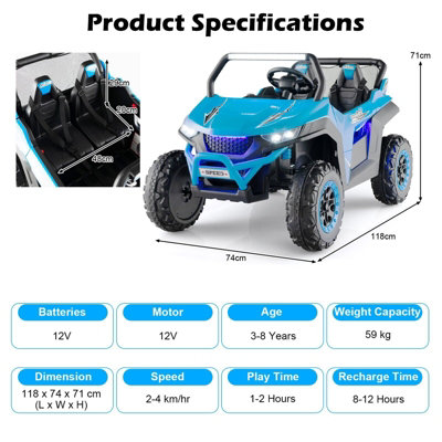 Kids Electric Ride On UTV - Blue