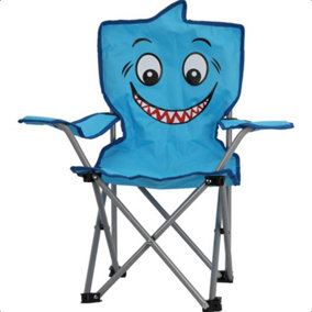 Kids Folding Deck Chair Blue Shark Animal Design Garden Camping Outdoors