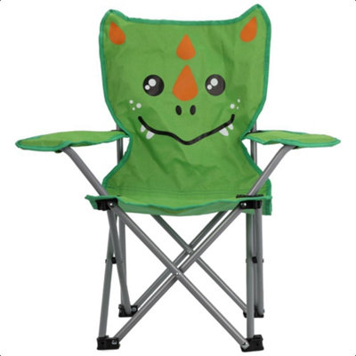 Kids Folding Deck Chair Green Dinosaur Animal Design Garden Camping Outdoors