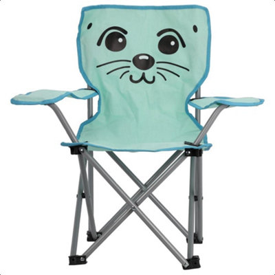 Kids Folding Deck Chair Green Sealion Animal Design Garden Camping Outdoors