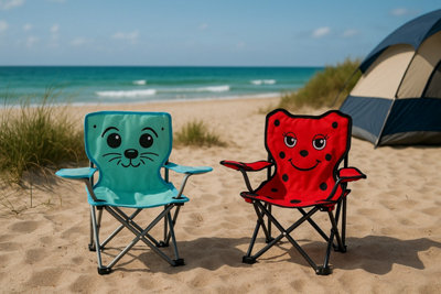 Kids Folding Deck Chair Green Sealion Animal Design Garden Camping Outdoors